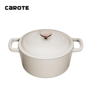 Carote Fancy White Cast Iron Casserole, Suits For All Stoves including Ovens Enamel Casserole Pot, Multi-function Pot