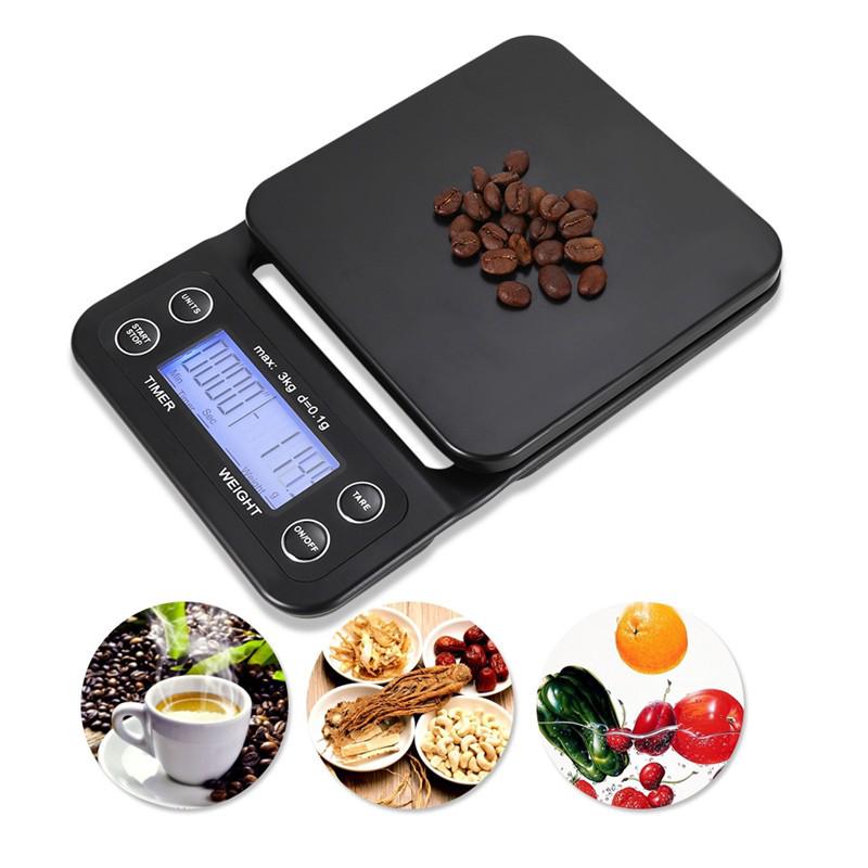 2 IN 1 Digital Kitchen Food Coffee Weight Weighing Measuring Tool Scale + Timer