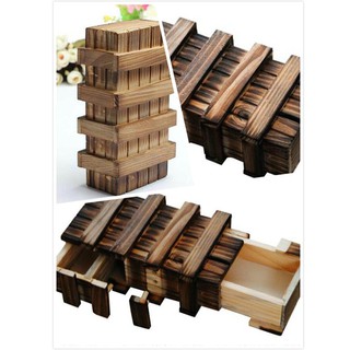Magic Compartment Wooden Puzzle Box With Secret Drawer Brain Teaser