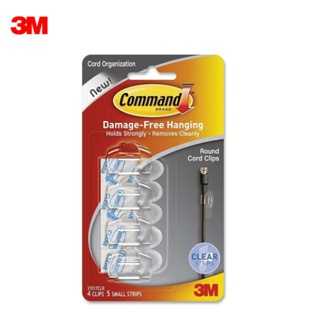 3M 17017CLR Clear Round Cord Clips With Clear Strips