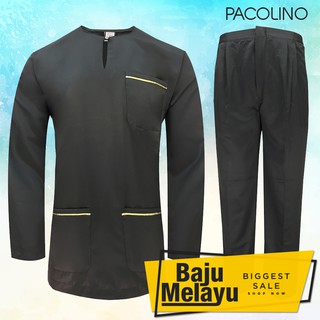 Pacolino - [READY STOCK - High Quality - FAST DELIVERY] Men Baju Melayu Kid Teluk Belang with pants-BM37015 (Grey)