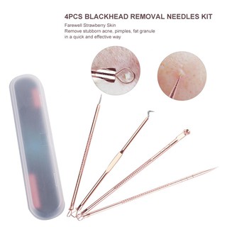 4pcs Blackhead Removal Acne Extractor Blemish Pimple Remover Beauty Needle Kit
