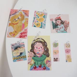 GaLiCiCi Cards 7 Sets of PCS Oil Painting Sets Girl cake poster card