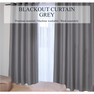 Set of 2pcs Sunlight Blackout Curtains (Eyelet or Hooks) - Grey