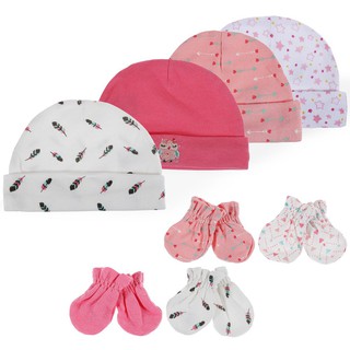 4PCS Caps&4Pairs Gloves Baby Product Set Fashion Style Infant Girl Baby Accessories