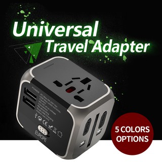 【SG】Global Travel Adapter Universal Adapter Plug All-In-One Adapter 2.4A for US/EU/AUS/UK with USB & replaceable fuse