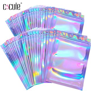COCUTE 20/50Pcs Resealable Plastic Bag In Bulk Holographic Laser Storage Bag Wholesale Idea Gift Packaging Cosmetics Pouch