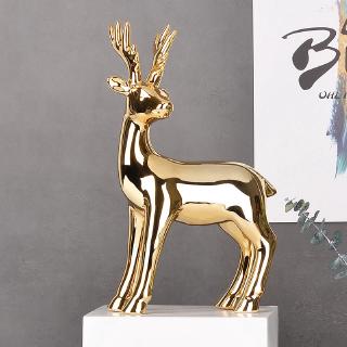 Ceramic Deer Ornaments Nordic Ins Home Golden Plating European Style Living Room Entrance Decoration Modern Minimalist