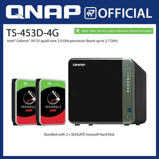 QNAP TS-453D-4G 4-Bay NAS bundle with Seagate Ironwolf HDD/ hard disk - Bundle Promo w Free Configuration and Services