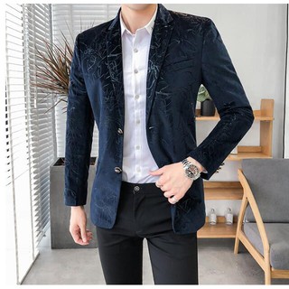 Mens Suits Tuxedos Hot Stamping Casual Blazer Jacket Floral Suit Jacket Men