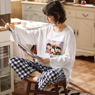 student's home clothes suit,Plaid pants, big male pajamas, women's spring, long sleeve, Korean version
