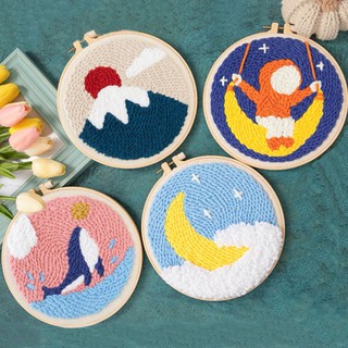 【Ready Stock】Cross Stitch Kit Punch Needle Cross Stitch for Beginner DIY Needle Embroidery Kit Handcraft Wall Painting