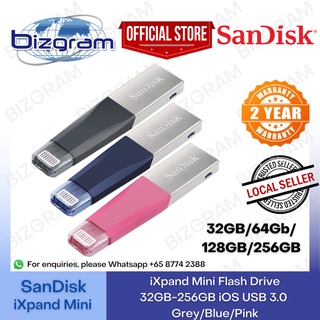 SanDisk iXpand Mini Flash Drive 32GB-256GB iOS USB 3.0 Grey/Blue/Pink