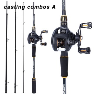 Fishing Rods and Reels Combos 4 Section Baitcaster Rod and Casting Reel