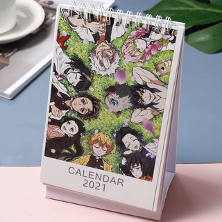 2021 NEW Calendar Anime Demon Slayer Kimetsu no Yaiba Kamado Tanjirou Nezuko Coil Calendars Schedule Creative Desk Table Dates Reminder Timetable Planner advent calendar Kids birthday stationery gifts