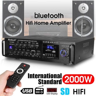 2000W Wireless Digital Audio Amplifier 4ohm bluetooth Stereo Karaoke Amplifier 2 MIC Input FM RC Home Theater Amplifier