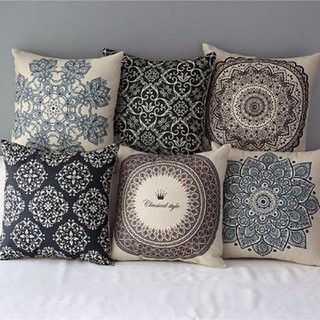Geometric Flower Linen Pillow Case Waist Cushion