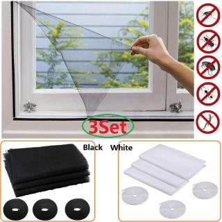3 Set Mosquito Net with Self-Adhesive Tapes for Window Fly Window Screen Mesh Insect Netting