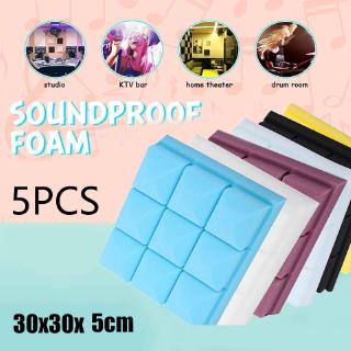 5PCS Studio Acoustic Soundproof Foam Sound Absorption Treatment Panel Tile Wedge Sponge Protective 【cuul】