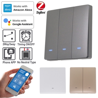 ZIGBEE Button Light Wall Switch 3-Color Blue LED 86*86mm TUYA Smart Home 2Way/3Way Alexa Google Home Alice Tmall Elf