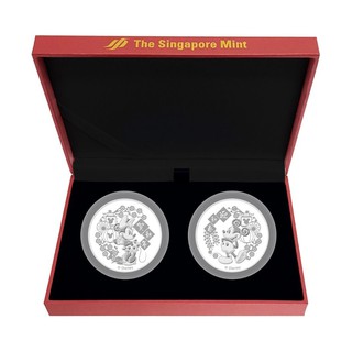 Mickey Minnie 2-in-1 Lunar New Year 999 Fine Silver Proof-Like Medallion Set