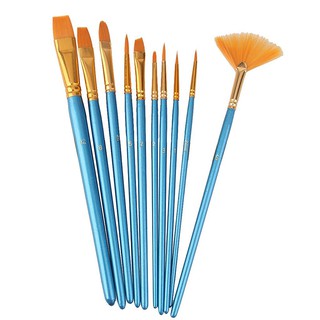 10pcs Blue Handle Nylon Hair Multifunction Paint Brushes