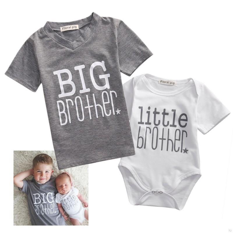 IU Summer Newborn Baby Boys Romper Big Brother T-shirt Outfits Family Set