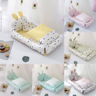 4pcs/Set Full Cotton Crib Bedding Newborn Baby Bedding Portable Foldable Crib Baby Detachable Mattress Baby Nest
