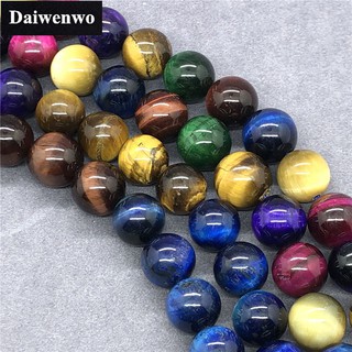 New Mixing Assorted Color Tiger Eye Beads 4-12mm Round Natural Loose Stone Diy