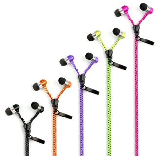 Colorful Zipper In-ear Earphone With Microphone|No More Tangle Cable