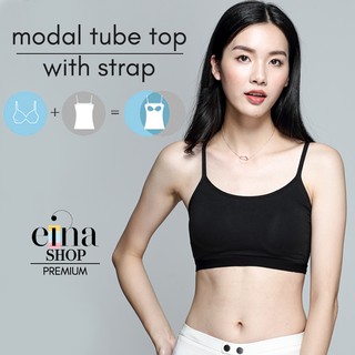 Einashop Modal Tube Top with Strap One Piece with Inner Padding in 3 Colours