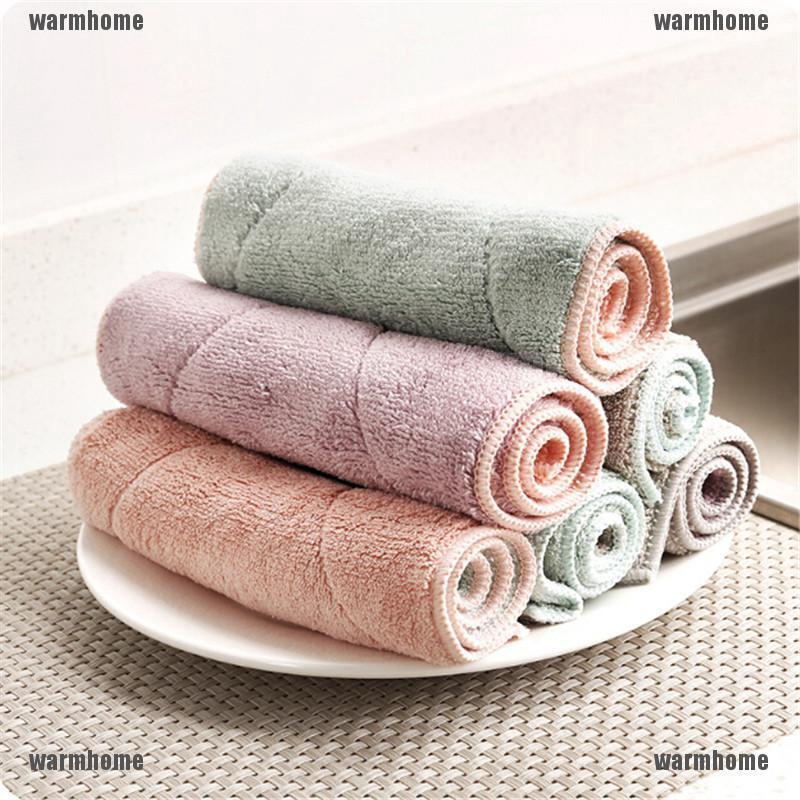 WHSG 6X Anti-grease Dishcloth Duster Wash Cloth Hand Towel Cleaning Wiping Rags