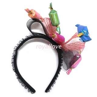 royal Adult Kids Funny Halloween Headband Multicolor Simulation 3D Candy Hair Hoop Mesh Bowknot Holiday Party Photo Props Headpiece