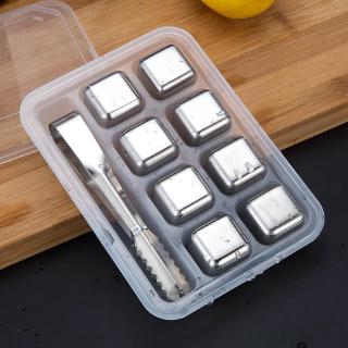 4pcs/8PCS Stainless steel ice cube 304 stainless steel ice cubes ice liqueur frozen drink metal ice cubes