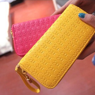 ﹍۩Women s bag 2019 new products skull embossed women s long wallet fashion trend clutch bag mobile phone coin wallet