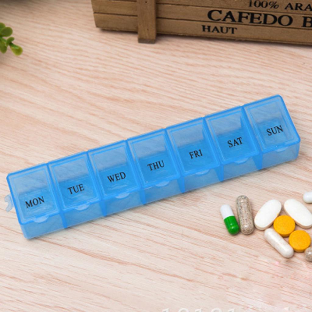 ✧7 Lattice Weekly Medicine Pill Box Outdoor Travel Medicine Tablet Container
