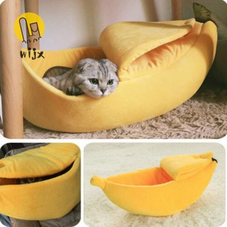 🔥🔥🔥HOT SALE❤❤❤Summer Korean Banana Peel Cat House Cute Bed Mat Soft Plush Padding Cushion for Cats Kittens @SG