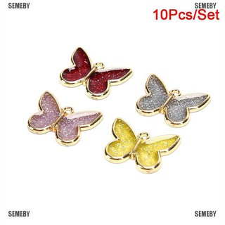 SEMEBY 10Pcs/Set Alloy Enamel Butterfly Charms Pendant Finding DIY Making Jewelry Craft