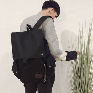briefcase ♩Tide man flip back bag Japanese and Korean art youth canvas personality student bag Korean version of the ori