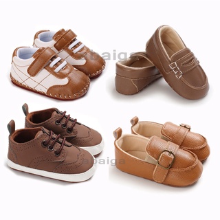 Toddler Brown Shoes Soft Bottom Breathable Newborn Baby Boy Boss Gentleman Shoes Fashion Leather Shoe Loafers 0-18 Month (1)