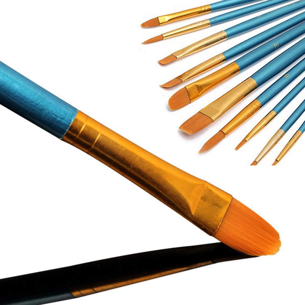 10pcs Artist Paint Brush Set Fine Detail Quality Watercolour Acrylic Oil Art