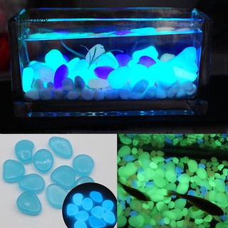 TOGO_100Pcs Glow In The Dark Pebbles Stones Luminous Aquarium Garden Fish Tank Decor