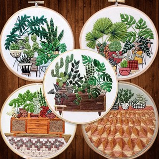DIY Full Range Of Embroidery Starter Kit With Pattern Cross Stitch Kit With Bamboo Embroidery Hoop (1)