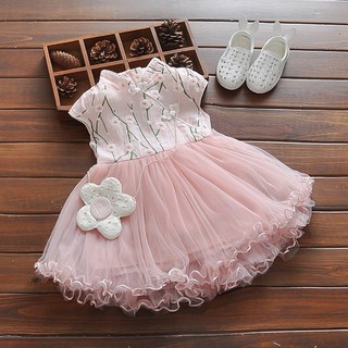LLA-Kid Baby Girl Princess Party Wedding Bridesmaid Dress Tutu Floral Skirt