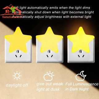 [ready stock]LED Night Light Mini Star Shape Light Sensor Control EU/US Plug Bedroom Sleeping Light for Bedside Bedroom Lamp