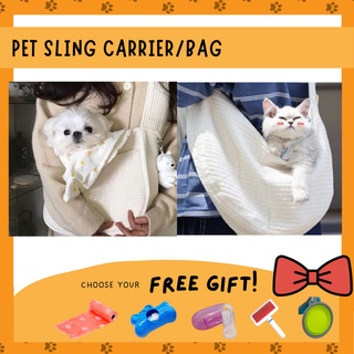Pet Carrier Sling Bag for puppies kittens medium cat dog outdoor use canvas travel outdoor white