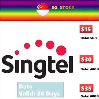 Singtel 5GB Data Plan $15 Top Up / Recharge-40GB 4 Week Data $30 Top Up /-60GB Data Ultimate Plan $35 Top Up / Recharge