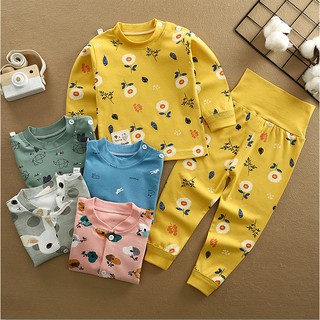 12M-5Y Baby Boys Girls Clothing Shoulder Buckle Long-Sleeved Pyjamas Cotton