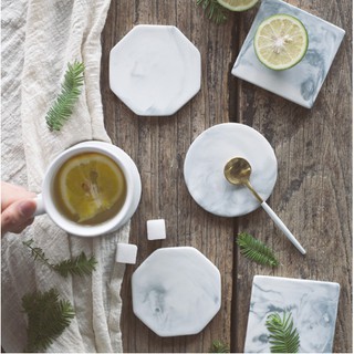 2pcs Marble Pattern Ceramic Drink Coaster Coffee Cup Mat Tea Pad