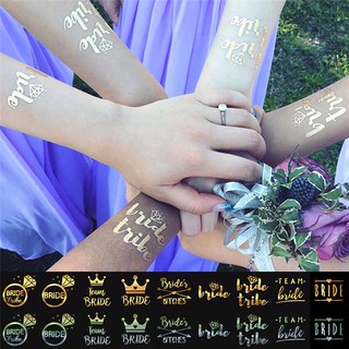 10PCS Gold Rainbow Silver Team Bride Temporary Tattoo Stickers Party Supplies